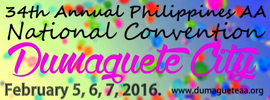 Promotional banner for the 34th Annual Philippines AA National Convention in Dumaguete City, published during late 2015.