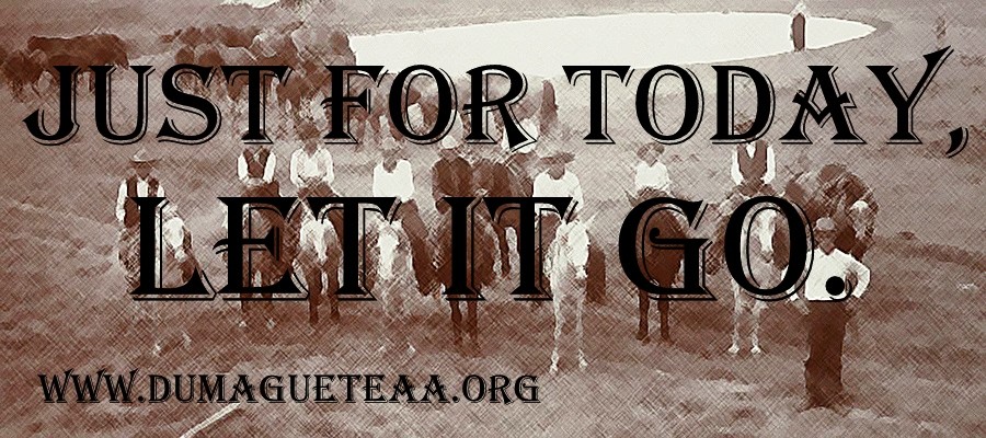 Recovery-themed graphic from the original DumagueteAA.org website encouraging the AA principle of living one day at a time.